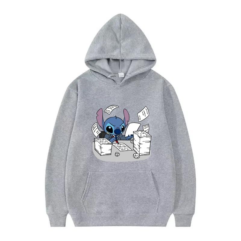 Disney Stitch Pattern Women Hoodies Fashion Sporty Y2k Loose Grey Tops Clothing Pullovers Ladies Cheap Hoodies Sweatshirts