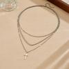 Stainless Steel Multi Layer Cross Pendant Necklace For Women Girl Fashion New Trendy Jewelry Accessory Gift Party Glamorous