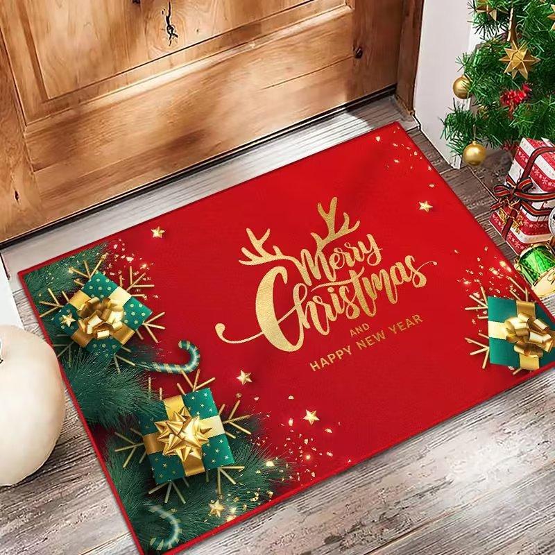 Christmas Welcome Doormat Indoor Outdoor Dirt-Resistant Entrance Doormat Bedroom Living Room Sofa Decorative Floor Mat