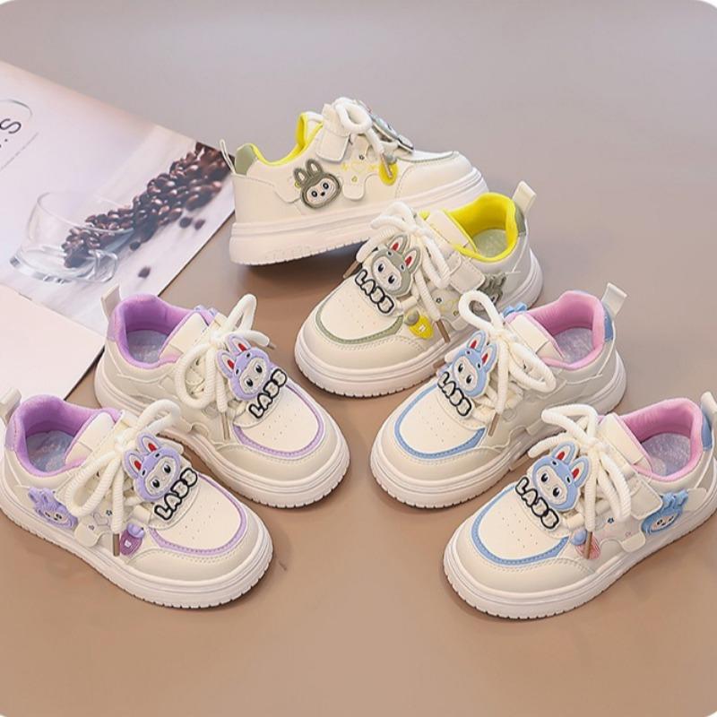 Girls' Cartoon Soft-soled Sports Shoes Fashionable and Versatile Breathable White Shoes