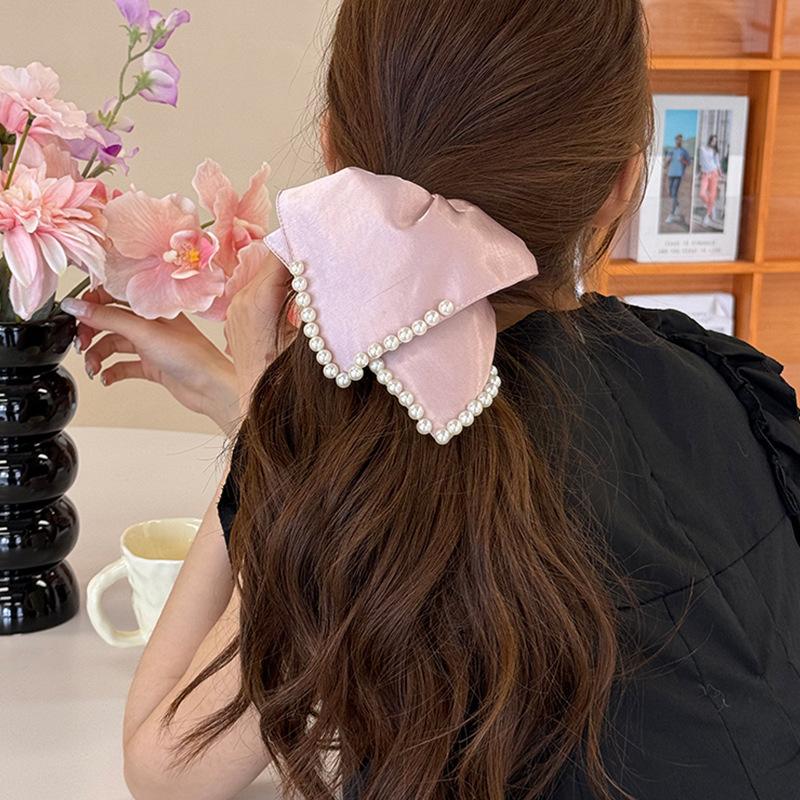 Französisches Perlen-Haargummi, Eleganter Stil, Darm-Haargummi, Haargummi für niedrigen Pferdeschwanz, Hochwertige Haaraccessoires