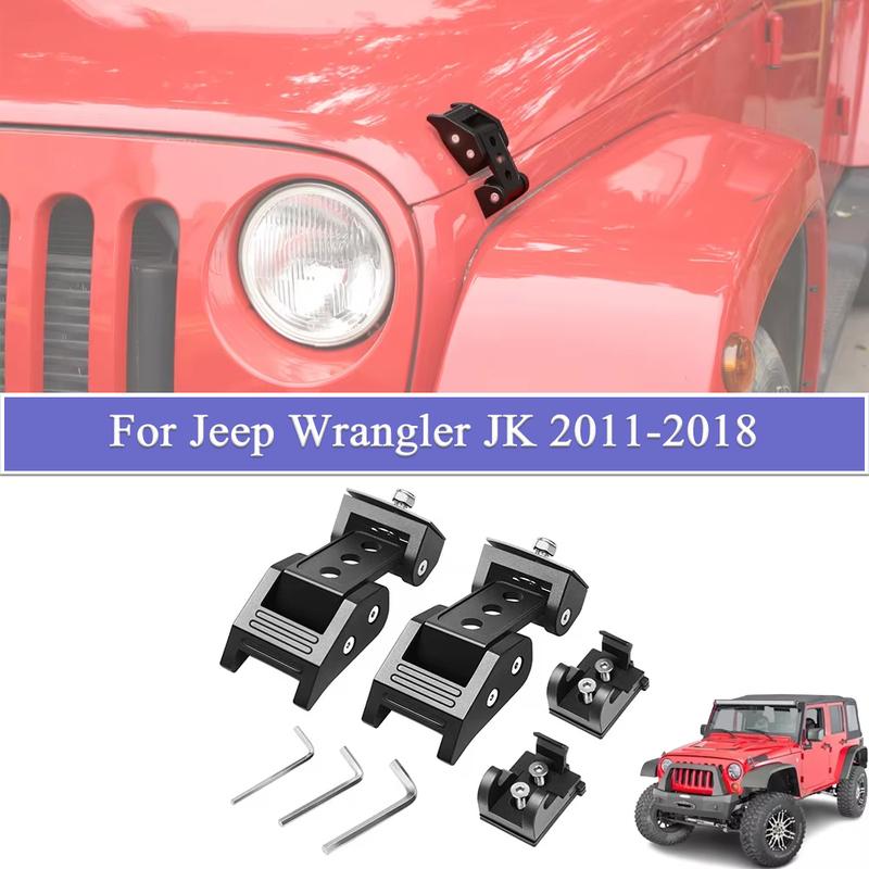 Hood Lock Latches for Jeep Wrangler JK Rubicon Sahara 2011-2018 Hood Lock Catch Exterior Accessories Black Aluminium Alloy