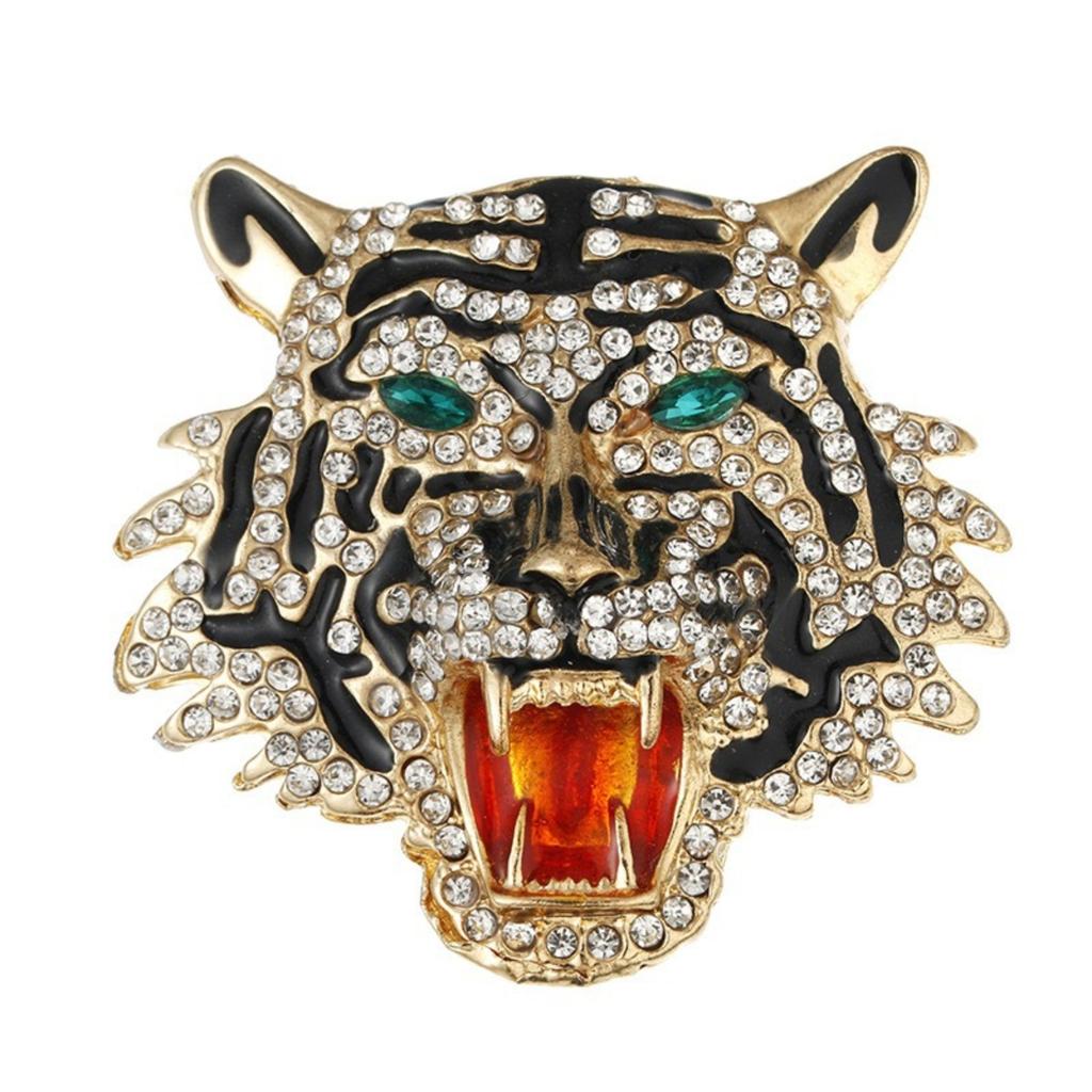 Men's Creative Diamond-Studded Head Brooch Animal- Pin Luxury-Grade Light Luxury