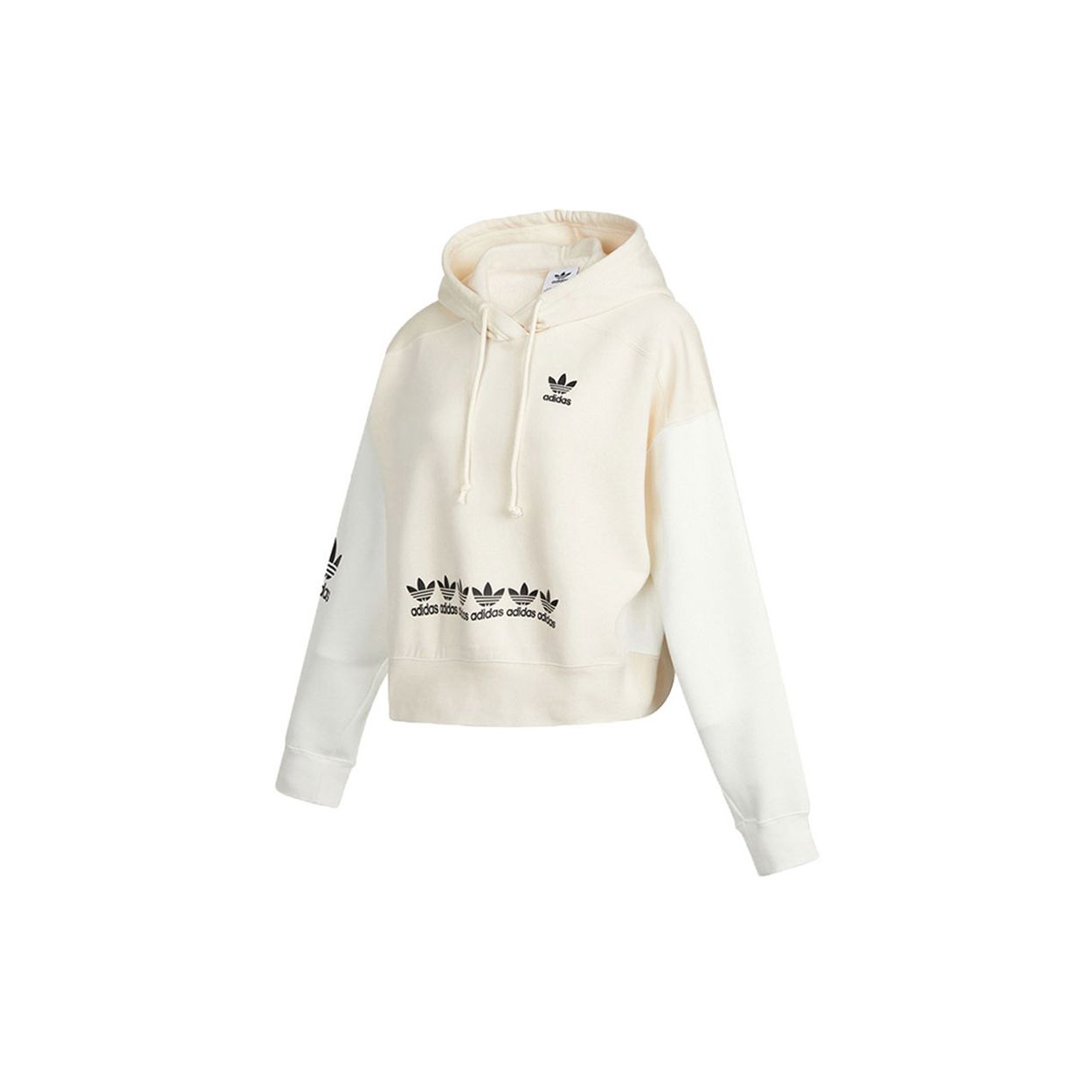 

Adidas Originals Color Block Logo Hooded Pullover Vintage Sweatshirt Women sweatshirt Off-White H20443 40