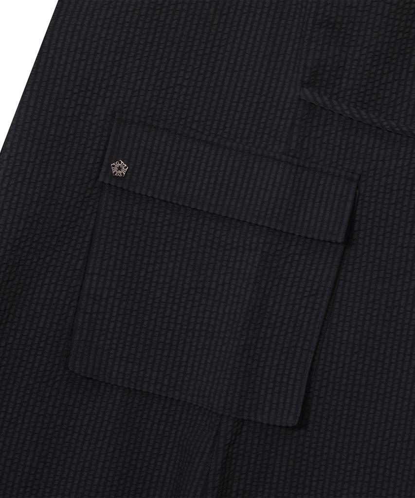 Ulkin Seersucker Cargo Sleeveless Dress_Charcoal