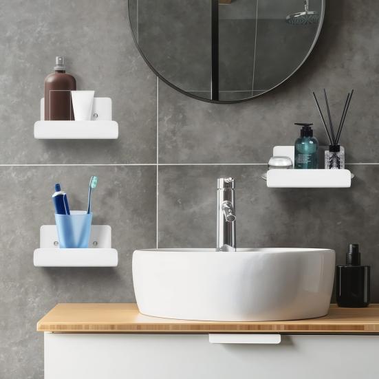 3Pcs Acrylic Wall Shelves Small Space Storage Shelves Easy Installation Versatile Bathroom Storage Racks