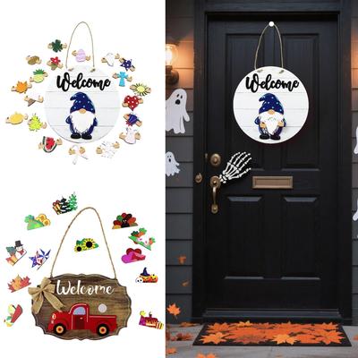 Front Door Welcome Sign Magnetic Wooden Gnome Decor Holiday Decor Wooden Welcome Sign For Indoor Wall Window Living Room