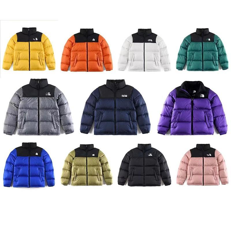 Winter Embroidered Cotton Puffer Jacket Men Women Casual Warm Loose Fit Stand Collar Zip Up Coat