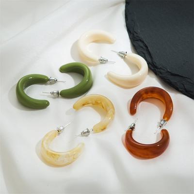 Modische Creolen aus Acryl im Vintage-Stil für Frauen und Mädchen, modische Kreisohrringe aus Kunstharz, Schmuck, Statement-Accessoires