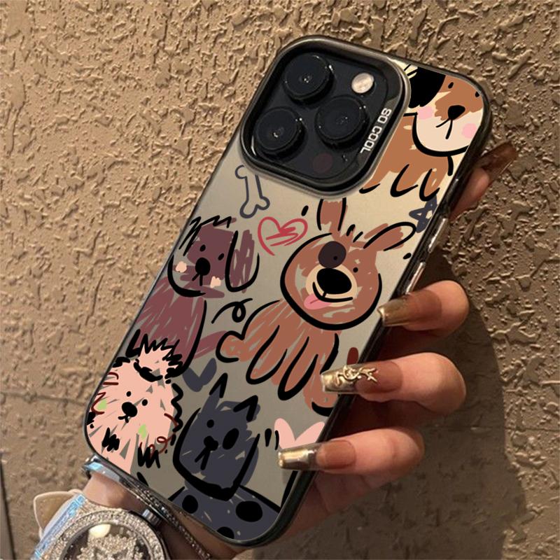 Colorful Silvery Graffiti Dog For 16 15 Cases iPhone 14 13 12 11 Pro Max Cover Funda Case Bumber