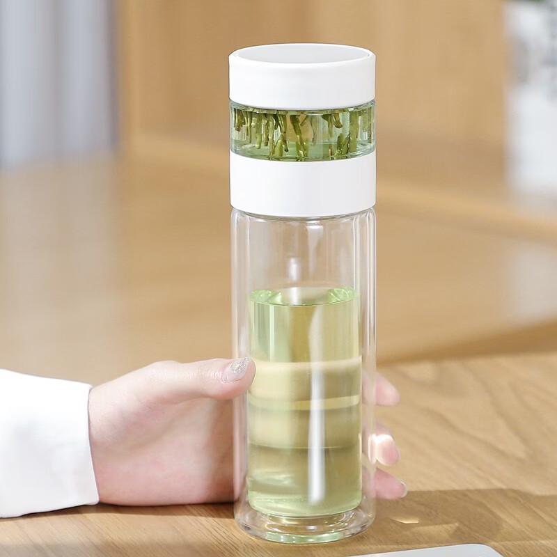 QUANGE Double-Wall Glass Tea Infuser Bottle
