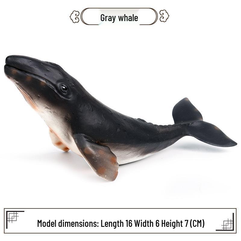 Marine Life Toy Set: Great White Shark, Narwhal, Grey Shark, and Squid