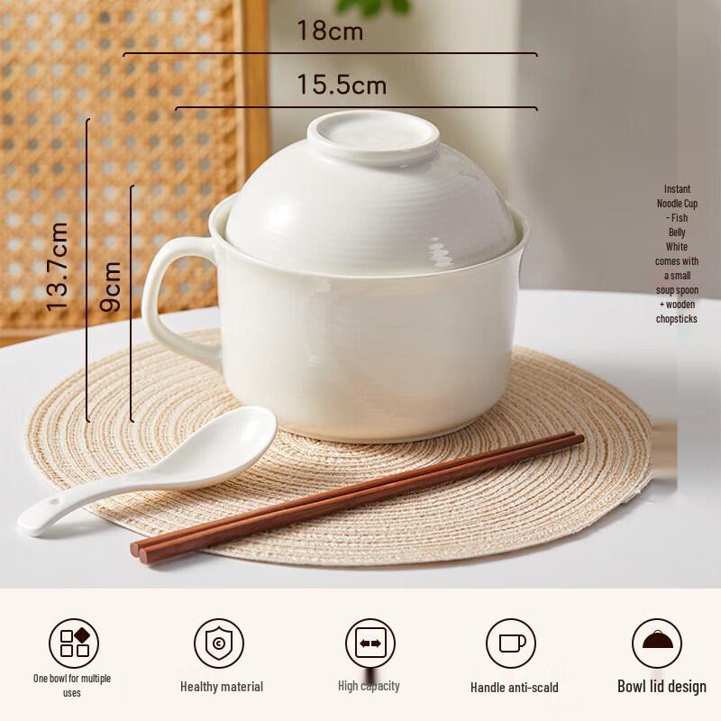 Ceramic Noodle and Soup Bowl with Lid