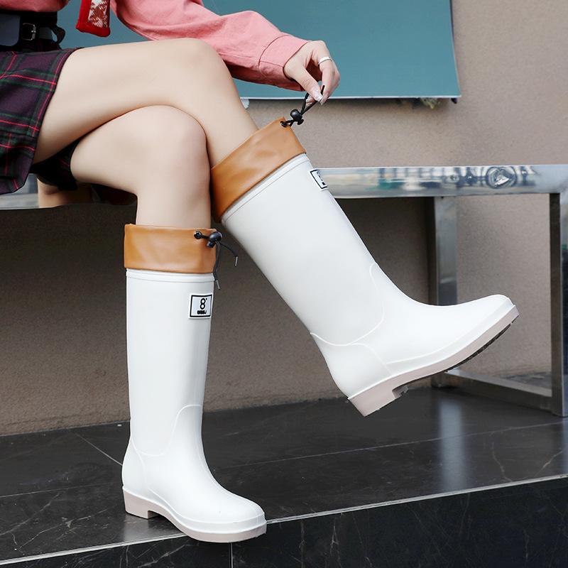 Fashion Rain Boots Women's Four Seasons Fashion Outdoor Mid-tube Waterproof Non-slip Rubber Shoes Fashion Rain Boots Garden Galoshes