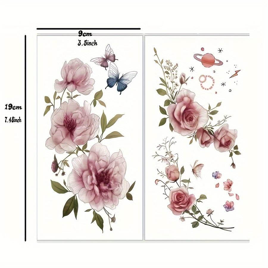 

Большая татуировка с цветком розы, временная татуировка с розой для женщин, дизайн временной татуировки с цветком розы 1-Set