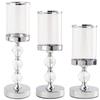 Bougeoirs lanternes glamour métal verre cristal chrome set de 3