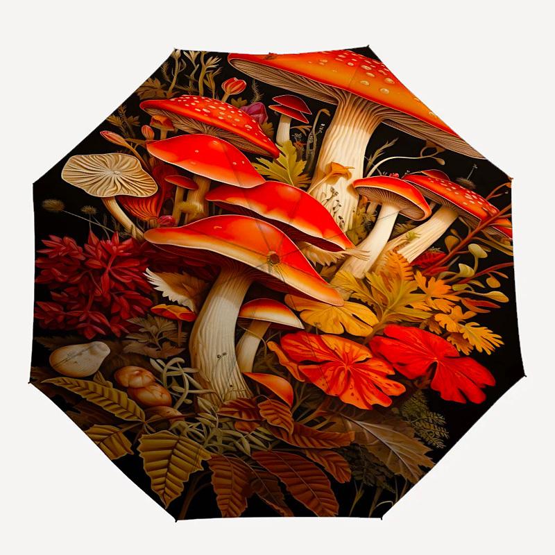 

1pc Mushroom ArtworkOpen/Close Umbrella-Windproof, Compact Travel Umbrella, Sturdy 8-Rib Shaft, Outdoor Accessory1182