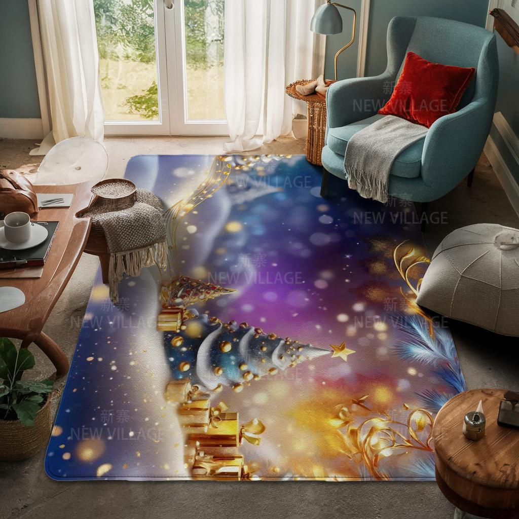 House Entrance Carpet Home Door Mat Living Room Bath Foot Bathroom Non-slip Water Absorption Rugs Bath Merry Christmas Winter