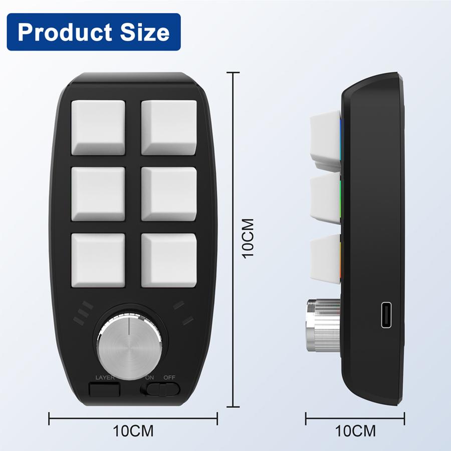 6 Keys 1 Knob Custom Programming Keyboard Bluetooth 2.4GHz Mini RGB Gaming Keypad Wired/Wireless BT Hotswap Mechanical Keypads