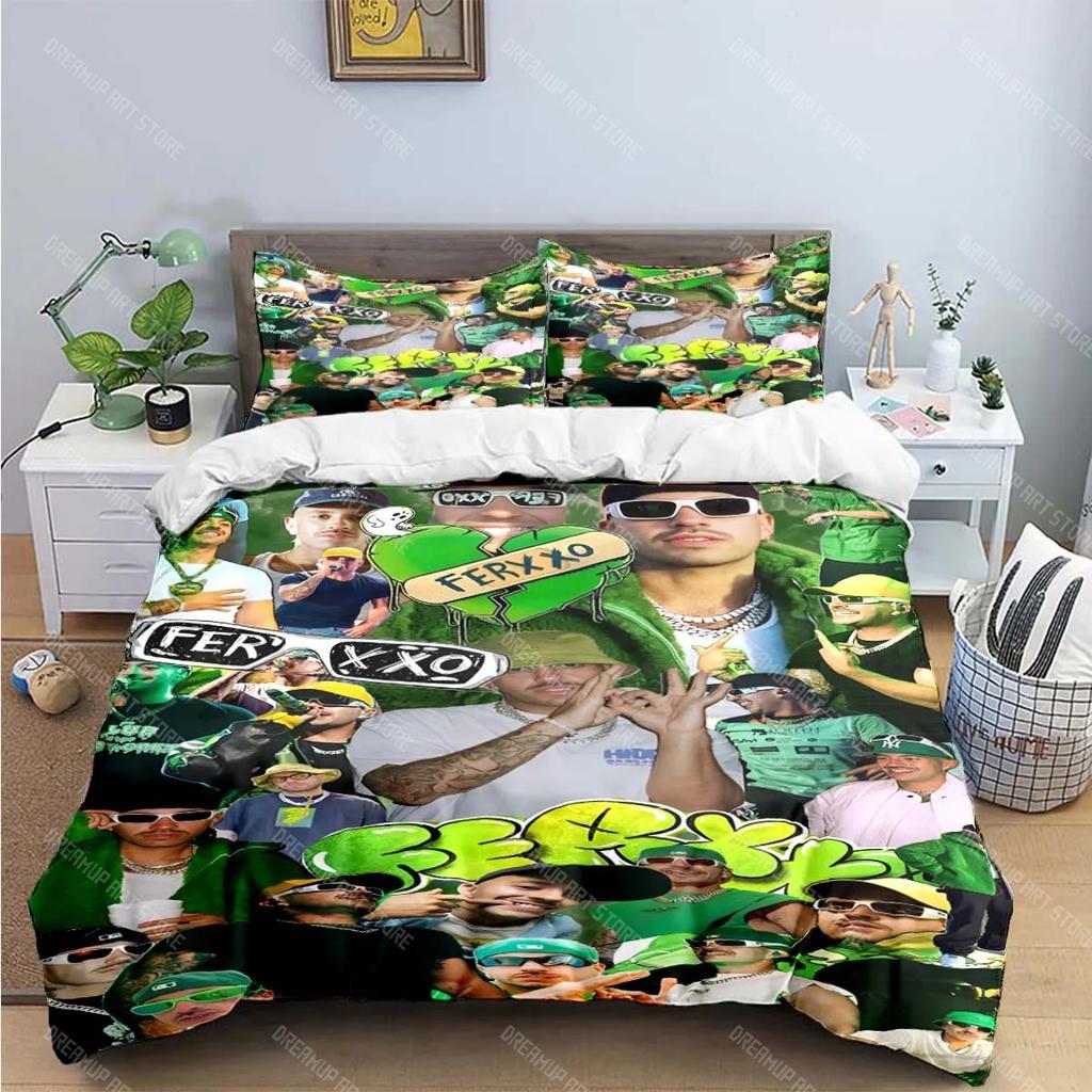 Fashion Pop Singer Ferxxo Feid Print Bedding Sets Bed Supplies Set Duvet Cover Bed Comforter Set Bedding Set Luxury BirthdayGift