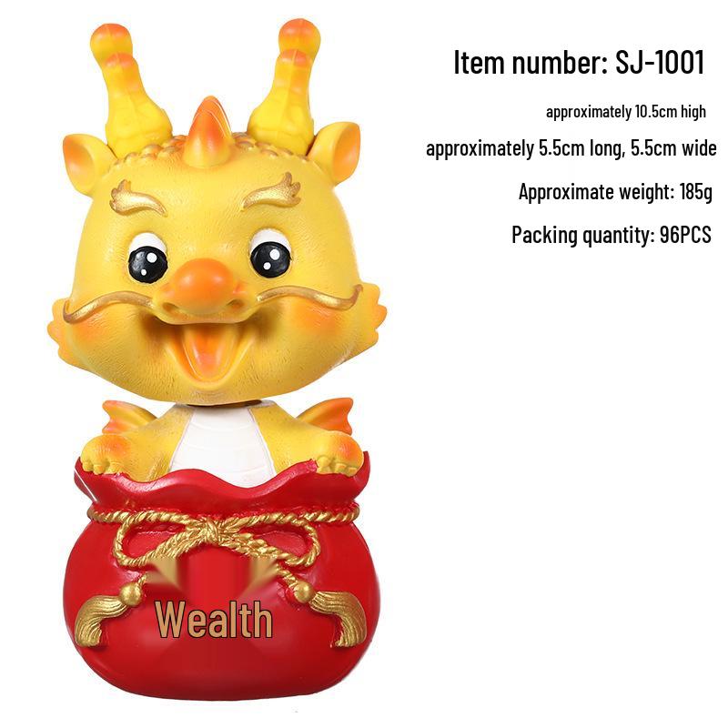 New Year Dragon Shaking Head Figurine - Cute Cartoon Dragon Desktop Decor