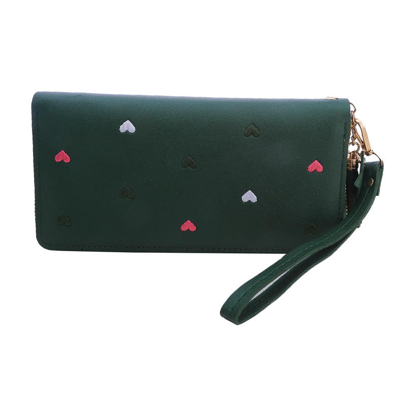 

Women Luxury Purses Wallets Long Love Heart Wallets For Ladies Girl Money Pocket Card Holder Female Wallets Phone Clutch Bag зелений