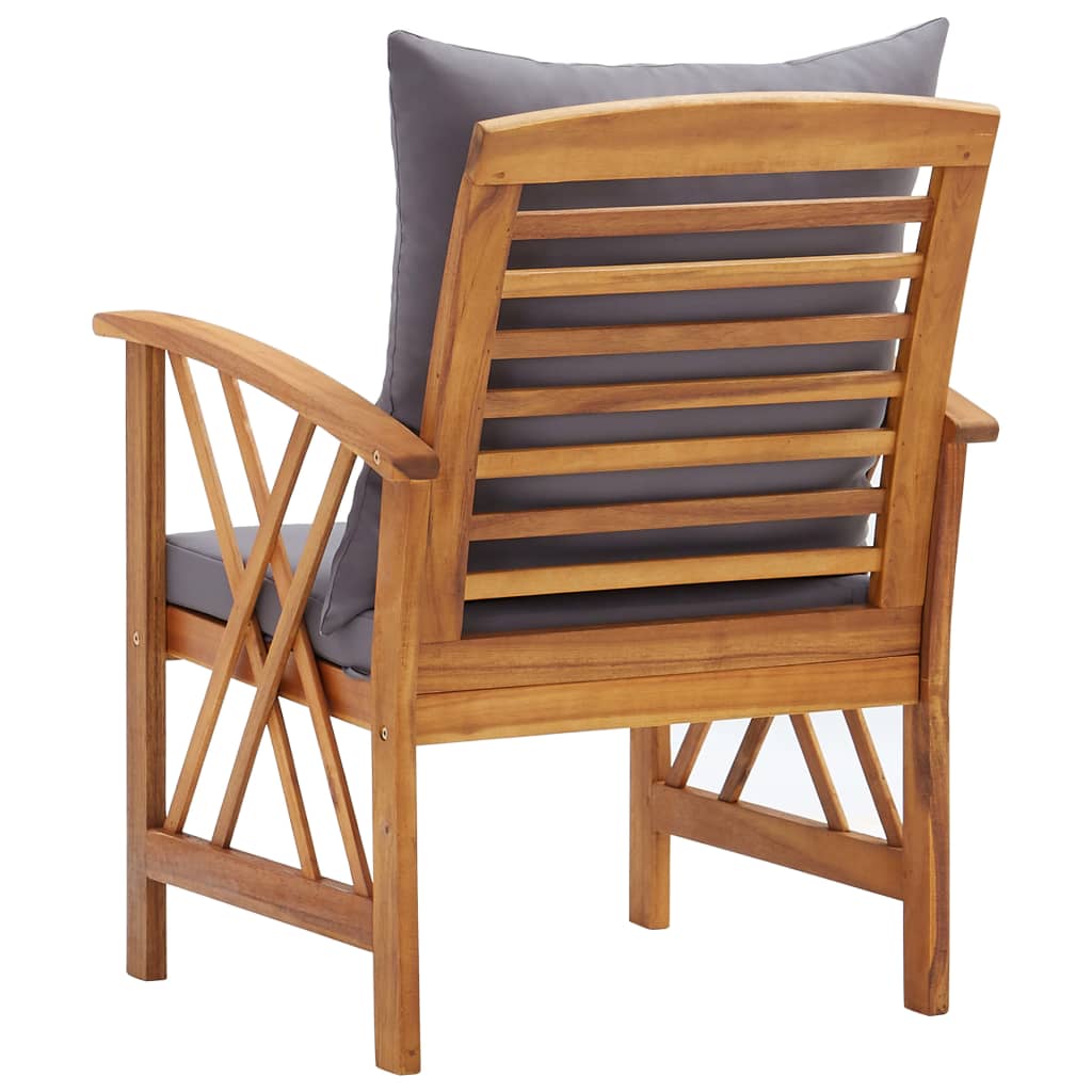 Garden Chairs with Cushions 2 Pcs Solid Acacia Wood