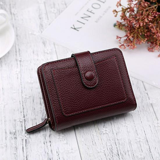 

PIROYCE Women s Korean Style Lychee Pattern Bi-fold Leather Wallet with Snap Closure and Coin Purse. фіолетовий