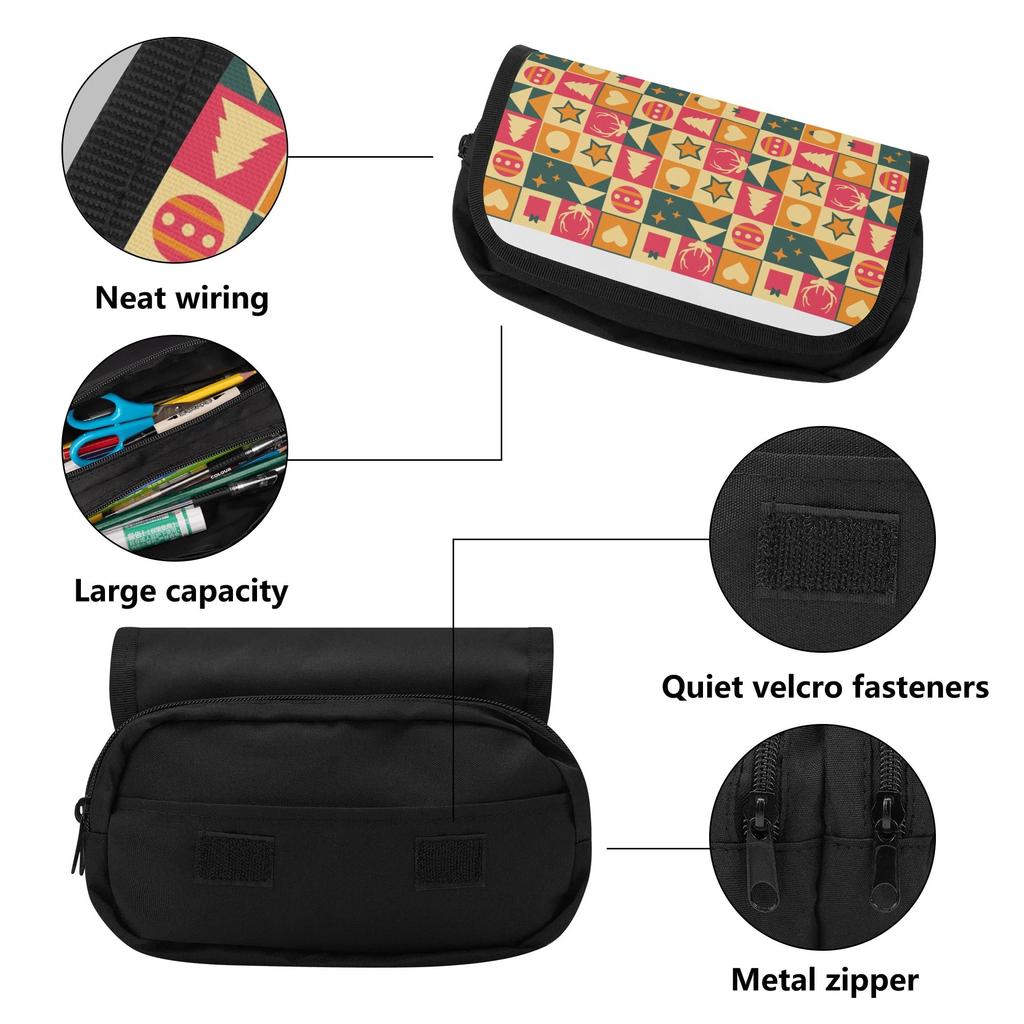 Pencil Bag Spacious Storage Metal Zipper 300D Polyester with Two Layers for Pens Stationery and Small Accessories for Students