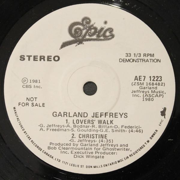 

7-дюймовая пластинка GARLAND JEFFREYS Escapades AE71223PROMO Epic 1981 Канада Рок Б/у
