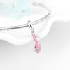 Real 925 Sterling Silver Pretty Dance Shoe Enamel Pink Pendants Fit Bracelet Beads Fashion Jewelry Accessories Wholesale Jewelry