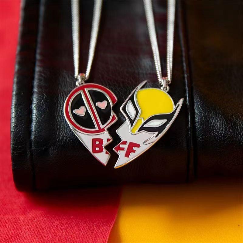 Superhero Stylish Jewelry Featuring Deadpool And Wolverine In Durable Alloy For Everyday Wear