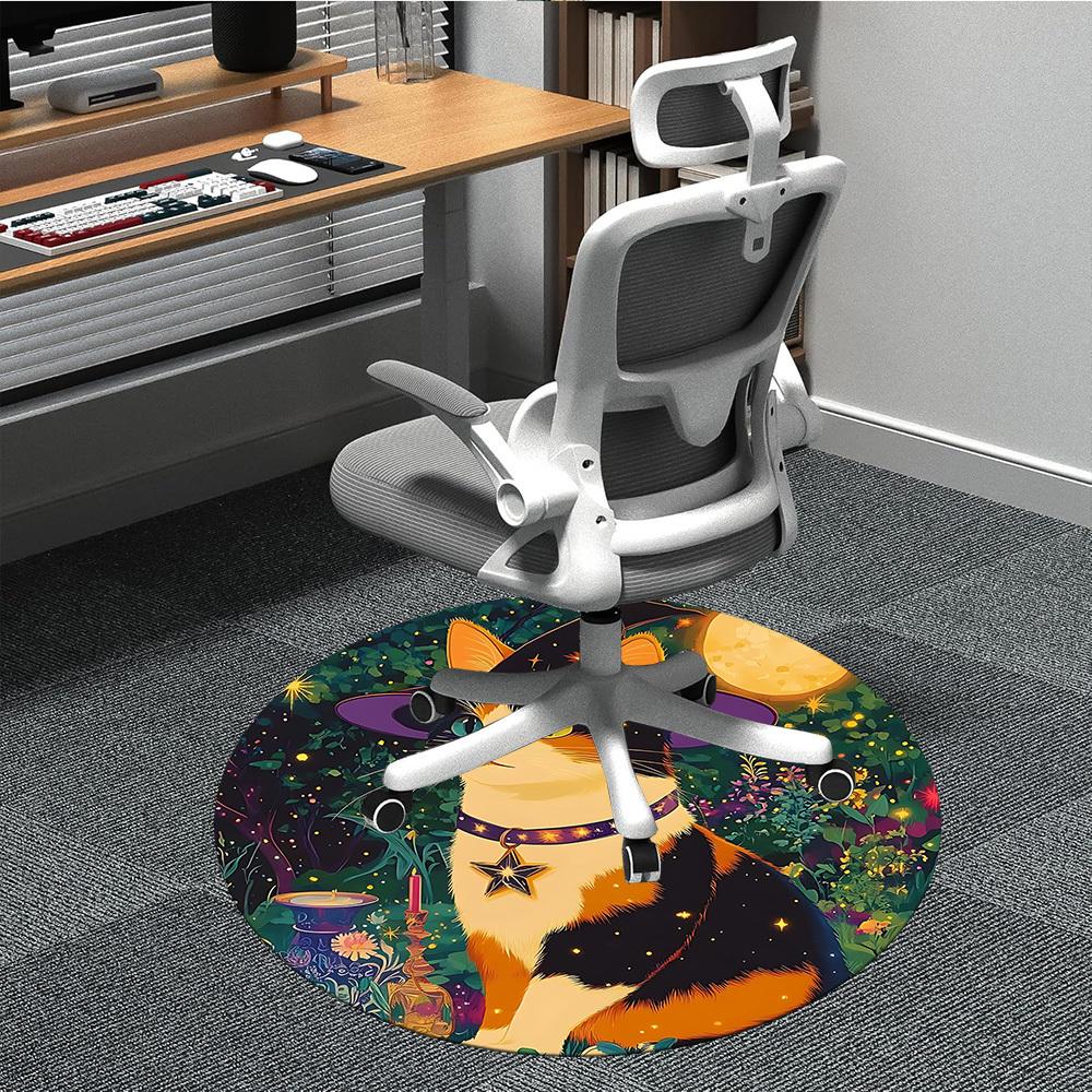 

1pc Witchcraft Cat Chair Carpet for Office, Non-slip, Soft and Durable Rug, Perfect for Office, Living Room yy251103167 80cm by 80cm