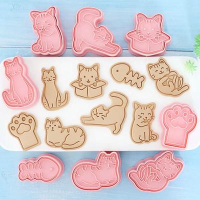 8 buc pisică fursecuri tăietoare desene animate pisică labă fishbone presabil biscuiți mucegai cofetărie cookie ștampila bucătărie copt patiserie instrumente
