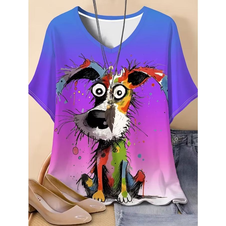 

Женская мужская футболка с коротким рукавом и V-образным вырезом свободного кроя больших размеров XL-7XL с повседневным 3D-принтом XL розовый