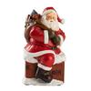 Santa Claus Figurine Small Resin Santa Sculpture with Gift Bag/Wish List for Mantle Bookshelf Tabletop New Year Party Decoration