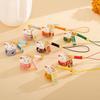 Chinese Style Ceramic Lucky Cat Phone Charms Fortune Fortune Cat Key Chain  New Year Gift