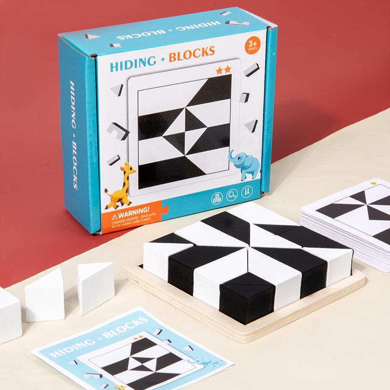 Children's Wooden Building Blocks Puzzle: Early Education Logic Game