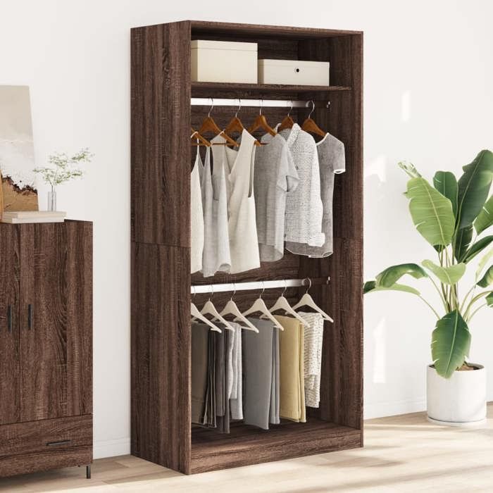 VidaXL Wardrobe Brown Oak 100x50x200 Cm Engineered Wood, Storage Cabinet, Wardrobe Organizer, Cabinet, 3307807