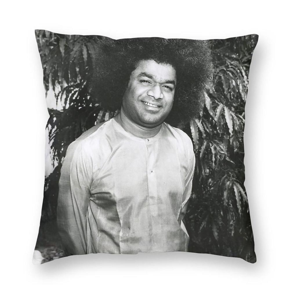 Sathya Sai Baba Stehend Kissenbezug Polyester Leinen Samt Muster Reißverschluss Dekorative Kissenhülle Heimkissenbezug