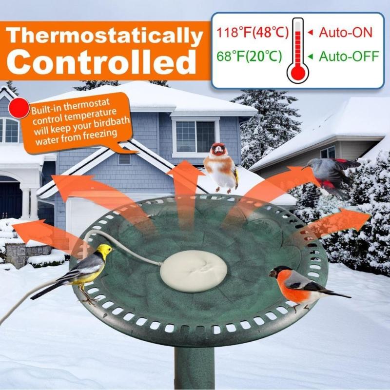 Birdbath Deicer Poultry Water Heater Winter Anti Freeze Drinking Deicer With Temperature Control For Chicken Duck Geese