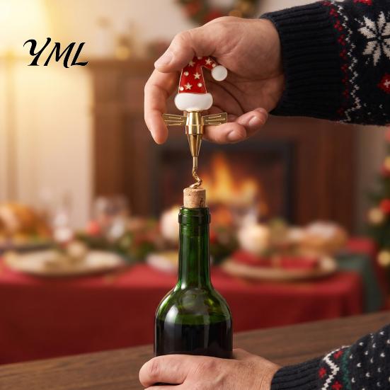 Langlebiger Korkenzieher Zinklegierung Weihnachten Weinflaschenöffner, Emaille Hut/Geschenk/Bär/Dackel Design, Ergonomischer Öffner Doppel-Flügelgriff Korkenzieher,