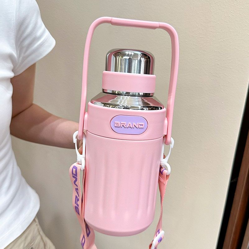 

Large-Capacity Insulated Cup 316 Stainless Steel Simple Outdoor Portable Water Bottle Tea and Water Separation Girls Water Cup Boys Car-Mounted Pink 1000ml Comes with Cup Brush
