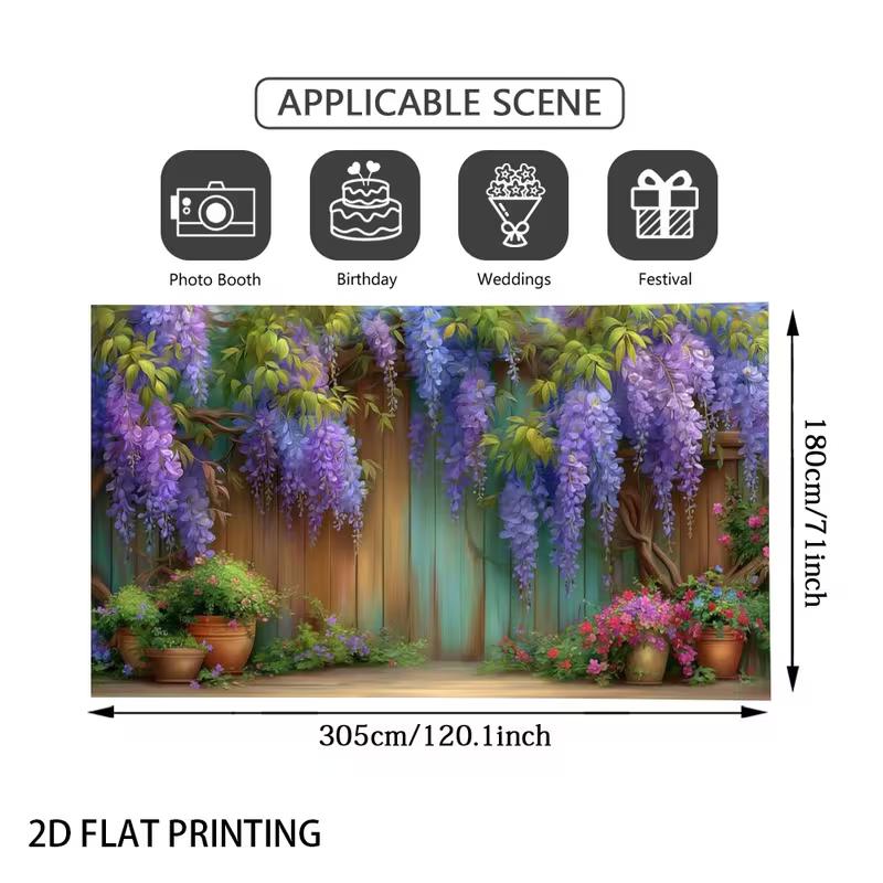 2D Cottage Floral Vine Pastel Wooden Wall Garden Photo Backdrop