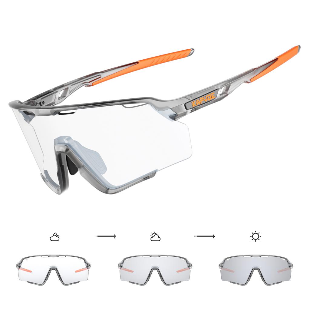 Kapvoe Photochromic Hiking Eyewear Cycling Glasses Sunglasses for Men Silver Lens Multi Color Women Bike Outdoor Riding Running