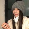 Bow Gray Wool Hat Women's Autumn and Winter Big Head Circumference Thickened Warm Knitted Hat Showing Small Face Ear Protection Hat