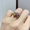 Cross Border New Love Ring Women's Simulation Pink Yellow Simple Zircon Peach Heart Jewelry