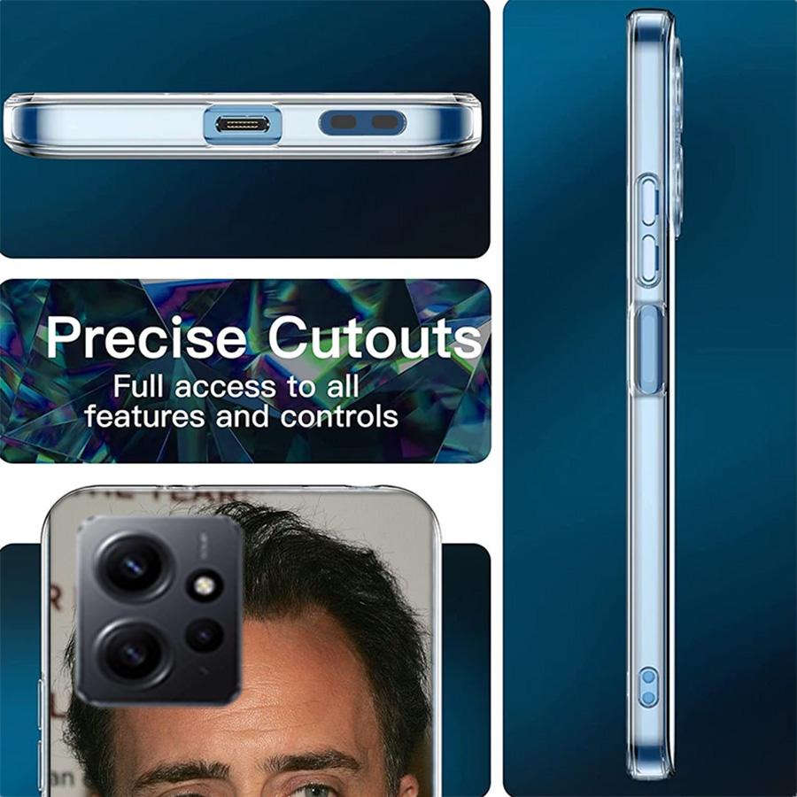 Funny Nicolas Cage Actor Phone Case For Redmi 12 13C 12C 15C 9 10 10C Note 13 Pro Plus 14 15 Pro 9T 9C 9A TPU Soft Cover Clear C