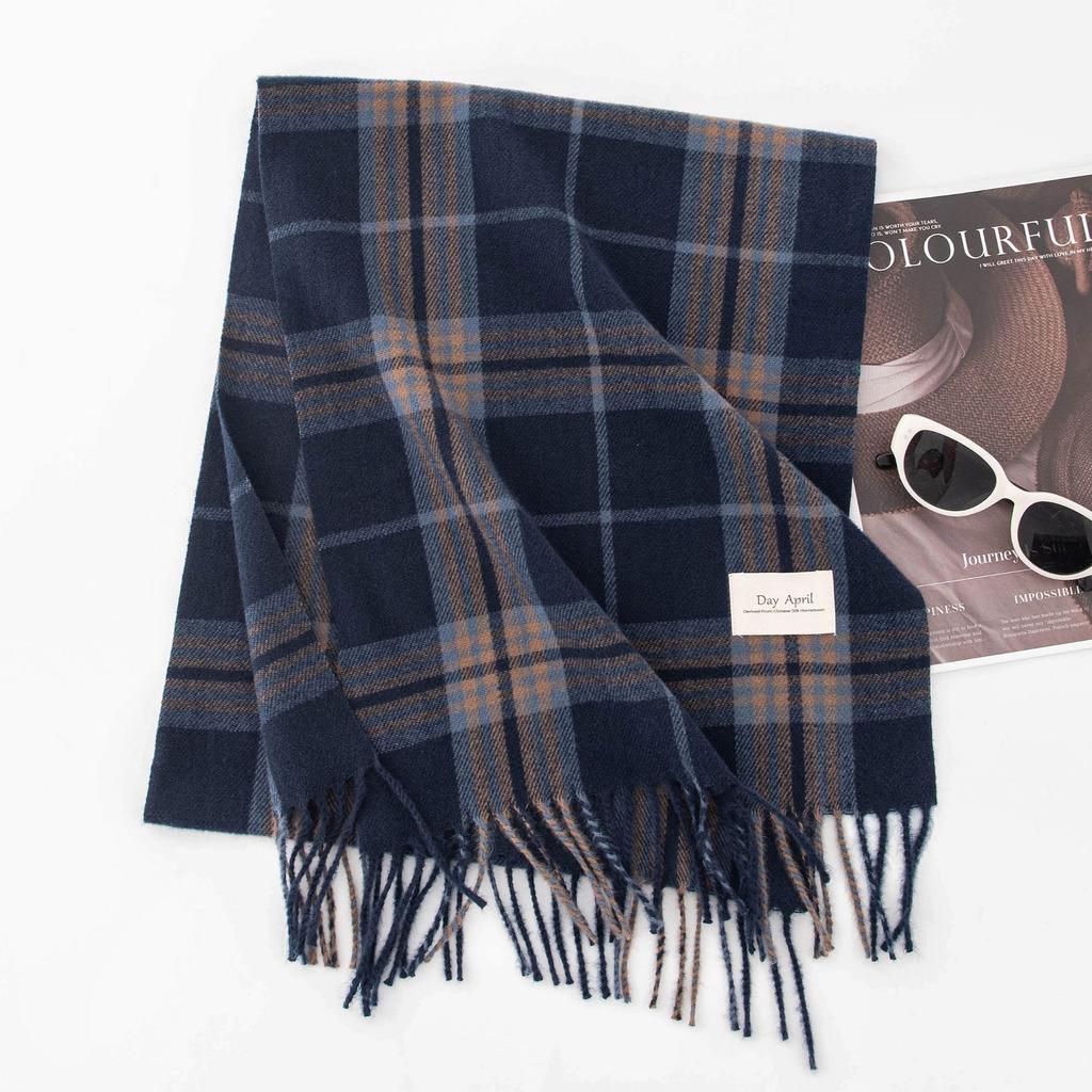 Simple Scarf for Women High End Versatile Thickened Autumn and Winter Business Warm New Plaid Scarf Dual Use