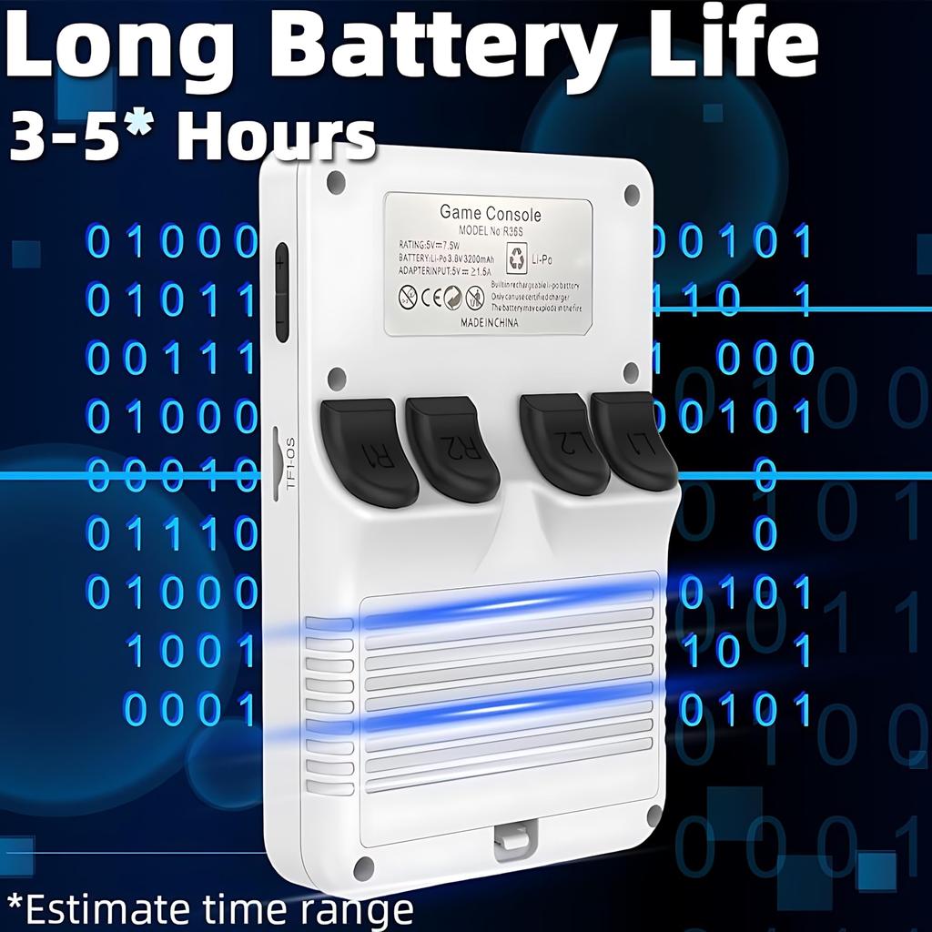 R36S Retro kapesní herní konzole s IPS 640x480 HD přenosnou kapesní videoherní konzolí pro Linux Bílý 3,5palcový displej, Systém, (64 GB)